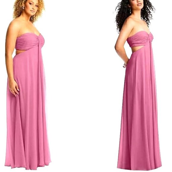 NEW Dessy Collection Neela Strapless Empire Waist Cutout Dress,‎ Orchid Pink, 14 - Picture 2 of 9